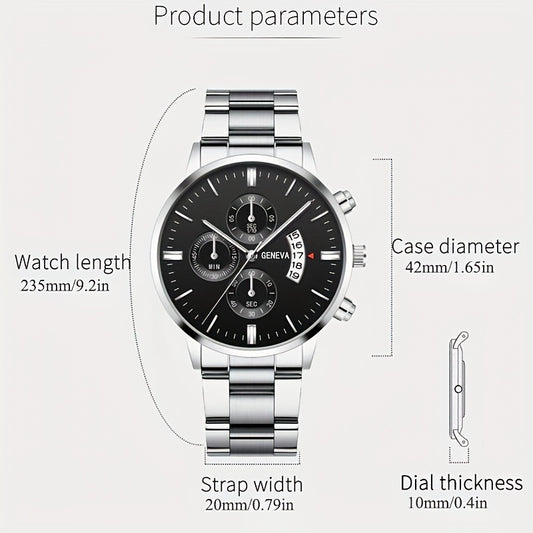 [Low Priced Goods, Suitable To Relax The Look Requirements] 1pc Men's Stainless Steel Quartz Wrist Watch Business Popular Watch