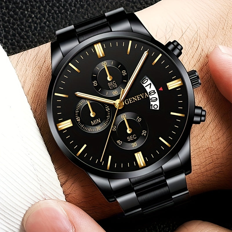 [Low Priced Goods, Suitable To Relax The Look Requirements] 1pc Men's Stainless Steel Quartz Wrist Watch Business Popular Watch