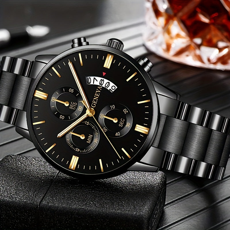 [Low Priced Goods, Suitable To Relax The Look Requirements] 1pc Men's Stainless Steel Quartz Wrist Watch Business Popular Watch