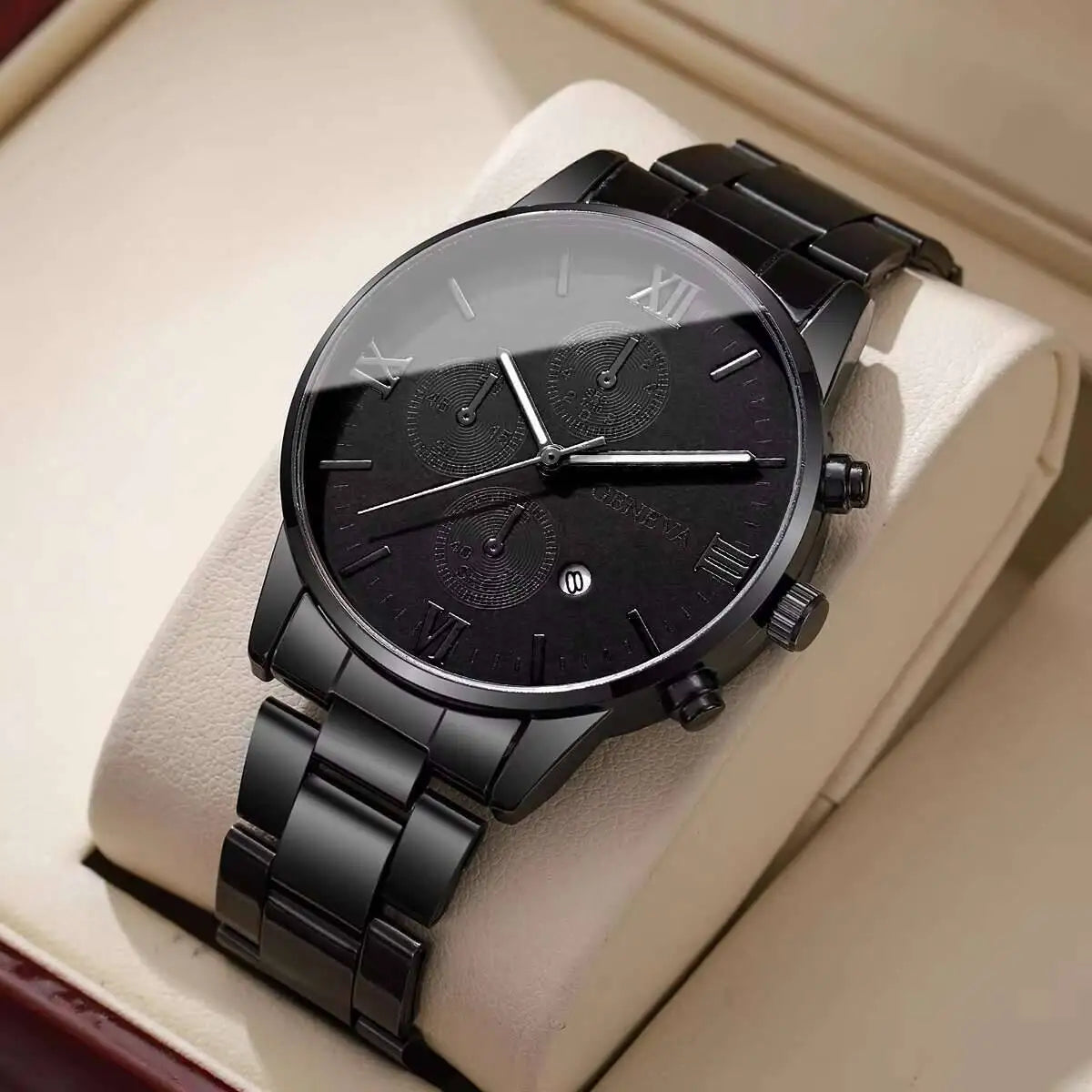 Fashion Roma Dial Men Business Watches Calendar Quartz Watch for Man Clock Reloj Hombre（Without Box）