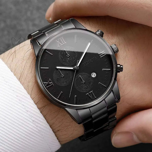 Fashion Roma Dial Men Business Watches Calendar Quartz Watch for Man Clock Reloj Hombre(Without Box)