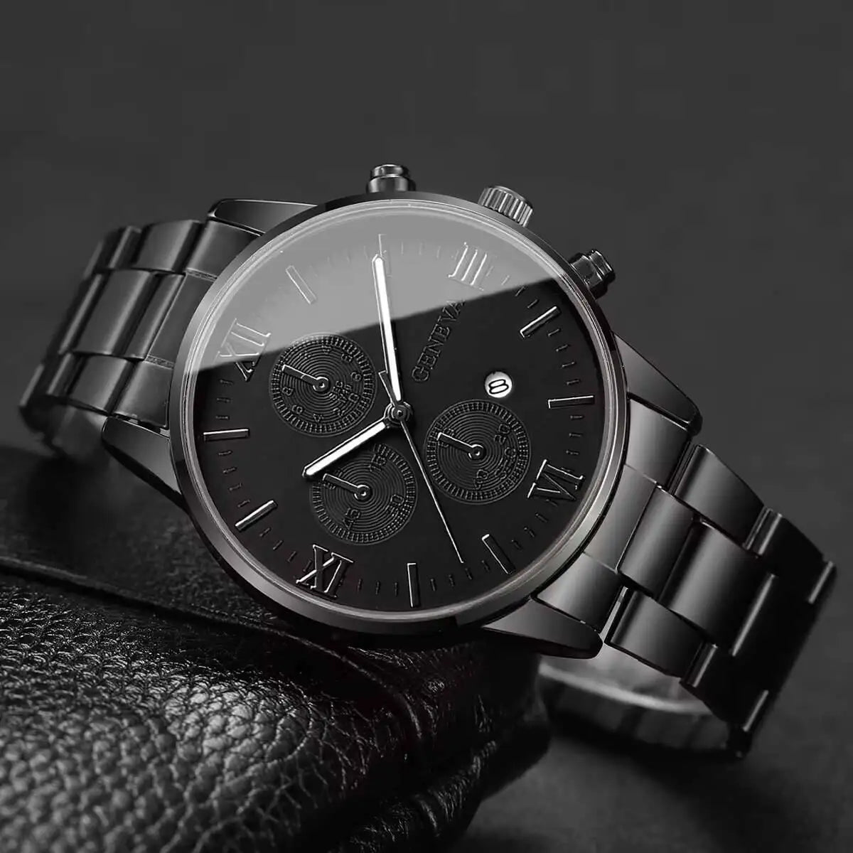 Fashion Roma Dial Men Business Watches Calendar Quartz Watch for Man Clock Reloj Hombre（Without Box）