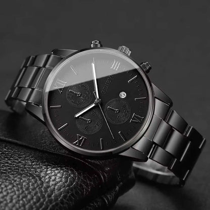 Fashion Roma Dial Men Business Watches Calendar Quartz Watch for Man Clock Reloj Hombre（Without Box）