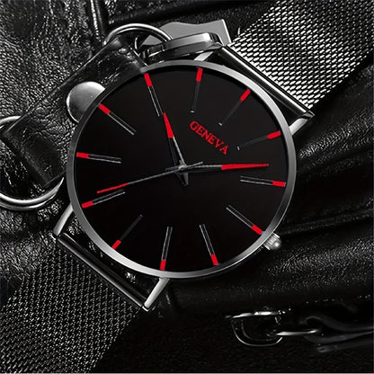 [Ultra Thin Quartz Wrist Watch] Minimalist Mens Fashion Ultra Thin Watches Simple Men Business Stainless Steel Mesh Belt Quartz Wrist Watch